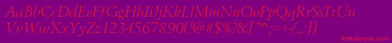 BestsellerItalic-Schriftart – Rote Schriften auf violettem Hintergrund