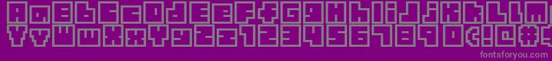 TinyBoxbita10-Schriftart – Graue Schriften auf violettem Hintergrund