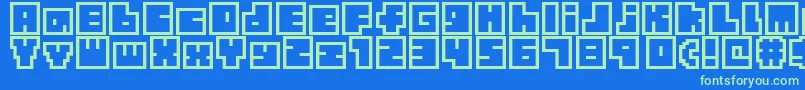 TinyBoxbita10 Font – Green Fonts on Blue Background