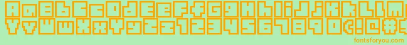 Czcionka TinyBoxbita10 – pomarańczowe czcionki na zielonym tle