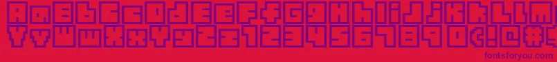 フォントTinyBoxbita10 – 赤い背景に紫のフォント