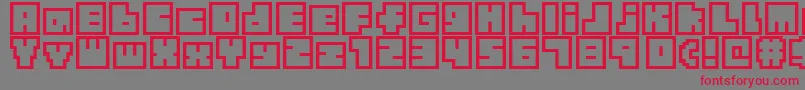 TinyBoxbita10-Schriftart – Rote Schriften auf grauem Hintergrund