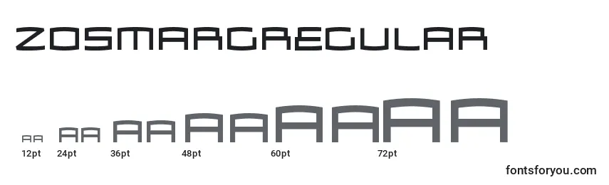 Размеры шрифта ZosmargRegular