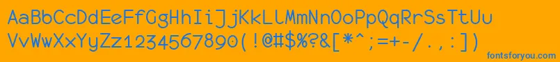 Monofur-Schriftart – Blaue Schriften auf orangefarbenem Hintergrund