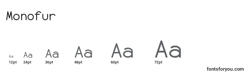 Размеры шрифта Monofur