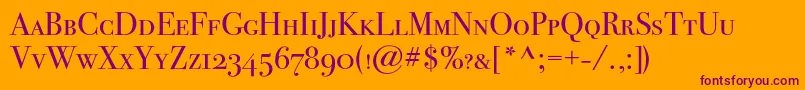 Bodon72scc-Schriftart – Violette Schriften auf orangefarbenem Hintergrund