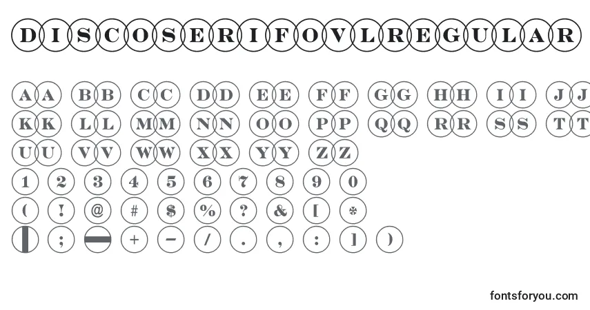 A fonte DiscoserifovlRegular – alfabeto, números, caracteres especiais