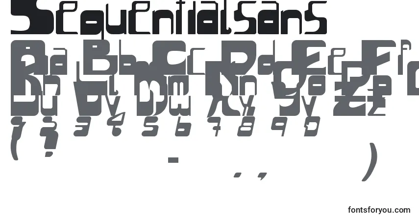 Schriftart Sequentialsans – Alphabet, Zahlen, spezielle Symbole