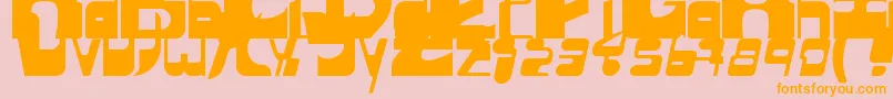 Sequentialsans-Schriftart – Orangefarbene Schriften auf rosa Hintergrund