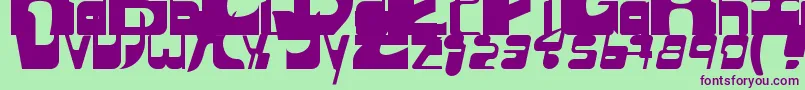 Sequentialsans-Schriftart – Violette Schriften auf grünem Hintergrund
