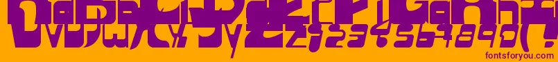 Sequentialsans-fontti – violetit fontit oranssilla taustalla