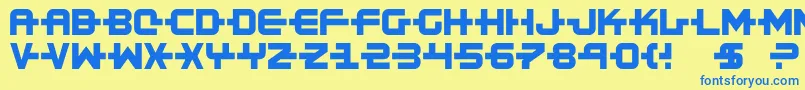 フォントKinex2 – 青い文字が黄色の背景にあります。