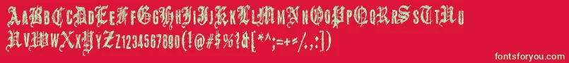 フォントGrymmoire – 赤い背景に緑の文字