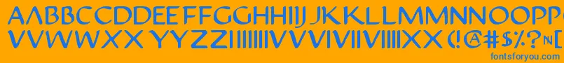 フォントJustinian – オレンジの背景に青い文字