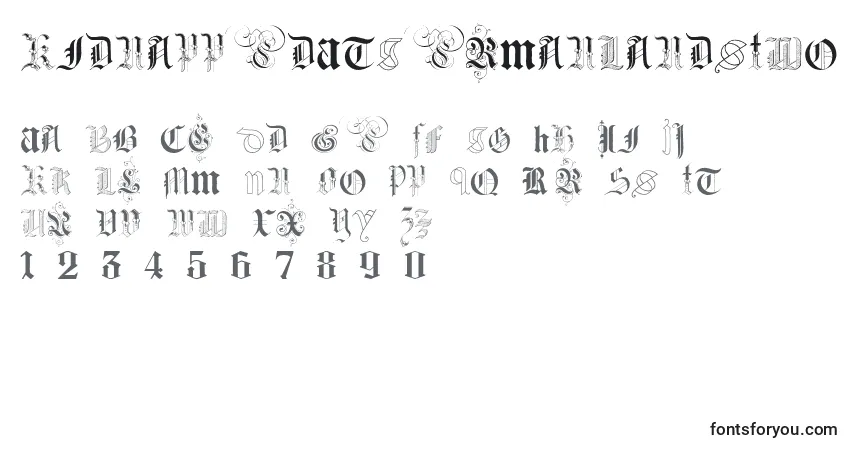 A fonte KidnappedAtGermanLandsTwo – alfabeto, números, caracteres especiais