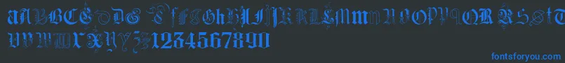 KidnappedAtGermanLandsTwo Font – Blue Fonts on Black Background