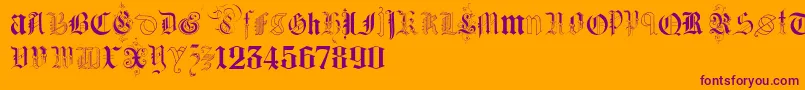 KidnappedAtGermanLandsTwo-Schriftart – Violette Schriften auf orangefarbenem Hintergrund