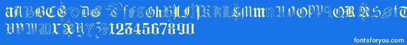 KidnappedAtGermanLandsTwo Font – Yellow Fonts on Blue Background