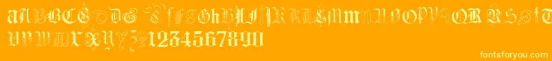 KidnappedAtGermanLandsTwo Font – Yellow Fonts on Orange Background