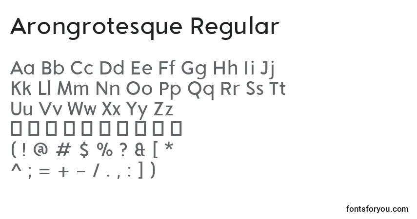 A fonte Arongrotesque Regular – alfabeto, números, caracteres especiais