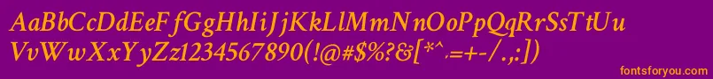 Crimsontext Semibolditalic Font – Orange Fonts on Purple Background