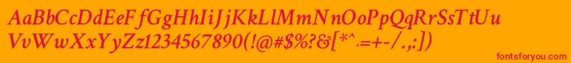 Crimsontext Semibolditalic Font – Red Fonts on Orange Background