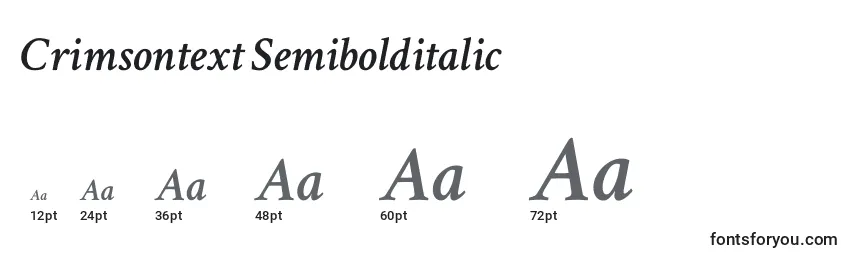 Размеры шрифта Crimsontext Semibolditalic