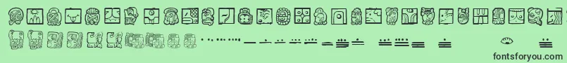 MaiaIdeograph-fontti – mustat fontit vihreällä taustalla
