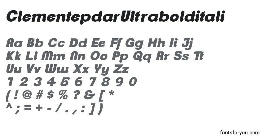 Шрифт ClementepdarUltrabolditali – алфавит, цифры, специальные символы