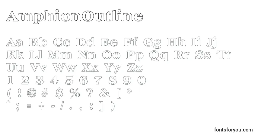A fonte AmphionOutline – alfabeto, números, caracteres especiais