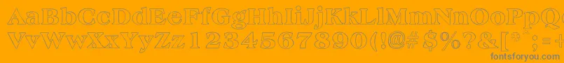 AmphionOutline-Schriftart – Graue Schriften auf orangefarbenem Hintergrund