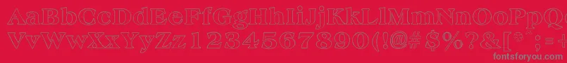 AmphionOutline-Schriftart – Graue Schriften auf rotem Hintergrund