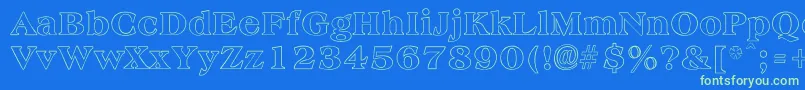 AmphionOutline-Schriftart – Grüne Schriften auf blauem Hintergrund