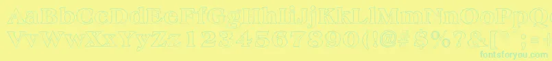 AmphionOutline Font – Green Fonts on Yellow Background