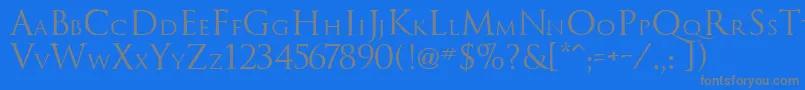 フォントTrajanus – 青い背景に灰色の文字