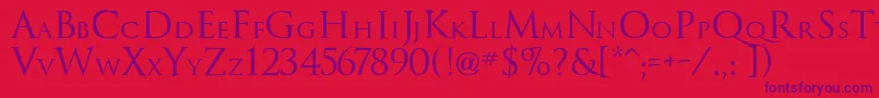 Trajanus Font – Purple Fonts on Red Background