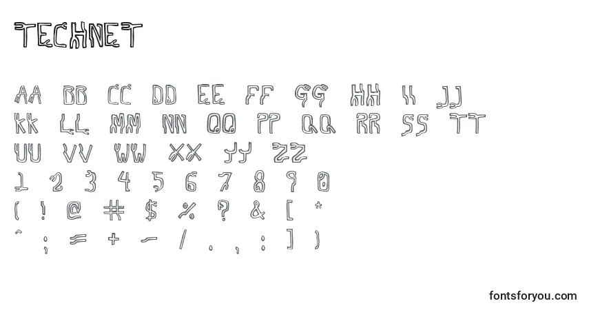 Czcionka Technet – alfabet, cyfry, specjalne znaki