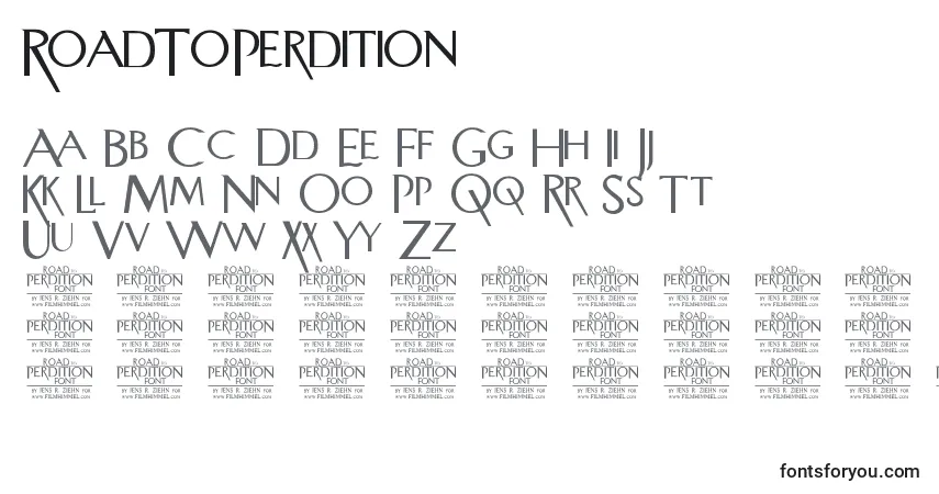A fonte RoadToPerdition – alfabeto, números, caracteres especiais