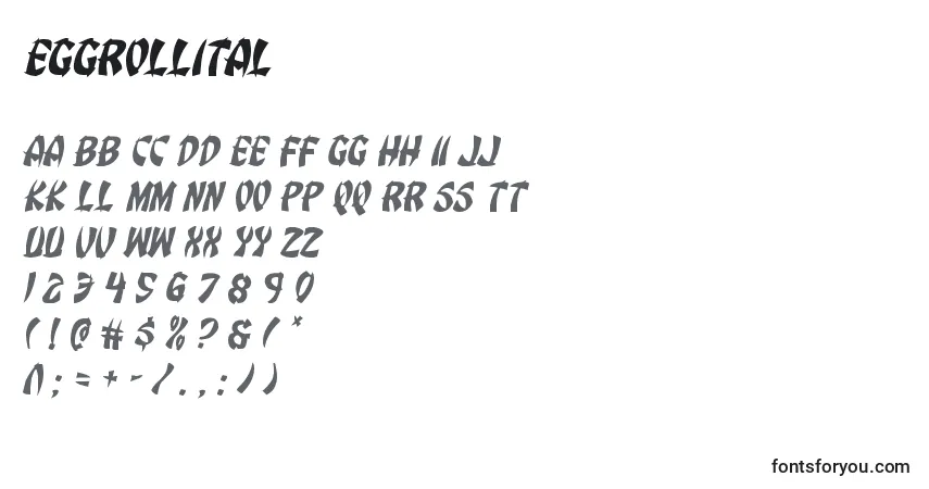 A fonte Eggrollital – alfabeto, números, caracteres especiais