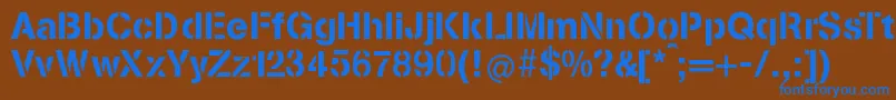 フォントStenciliaA – 茶色の背景に青い文字