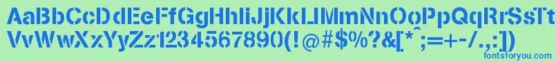 StenciliaA Font – Blue Fonts on Green Background