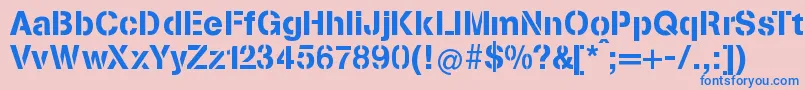 StenciliaA Font – Blue Fonts on Pink Background