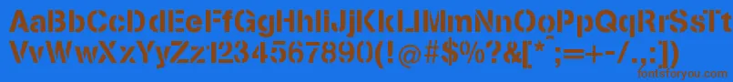 StenciliaA Font – Brown Fonts on Blue Background