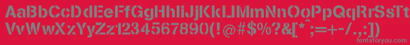 StenciliaA-Schriftart – Graue Schriften auf rotem Hintergrund