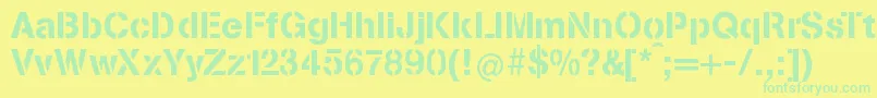 StenciliaA-Schriftart – Grüne Schriften auf gelbem Hintergrund