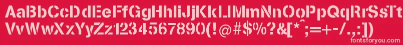StenciliaA Font – Pink Fonts on Red Background