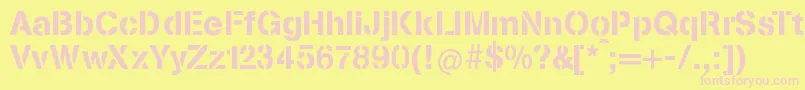 StenciliaA Font – Pink Fonts on Yellow Background