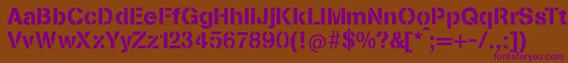 StenciliaA Font – Purple Fonts on Brown Background