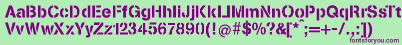 StenciliaA Font – Purple Fonts on Green Background