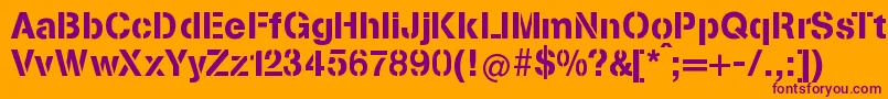 StenciliaA Font – Purple Fonts on Orange Background